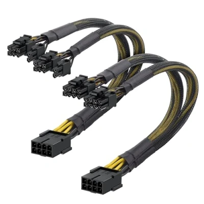 Immagine di Cable Matters Confezione da 2 cavi adattatore PCIe singolo 8 pin a doppio (6+2) per alimentazione GPU 22cm (cavo GPU, cavo pin)