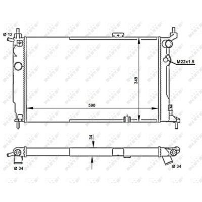 Immagine di NRF 52204 Radiatore motore Alluminio 590 349 34 Alette di raffreddamento montate meccanicamente OPEL: Astra F Caravan, Sedan
