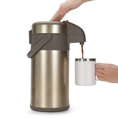 Immagine di Olerd Thermos da 4,0 litri, in acciaio inox, a doppia parete, con meccanismo di pompaggio, per 24 tazze (oro)