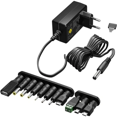 Immagine di goobay Alimentatore universale 5,5 x 2,1 mm DC con 3 V 12 V, max. 3,6 W/1,2 A e 6 adattatori aggiuntivi