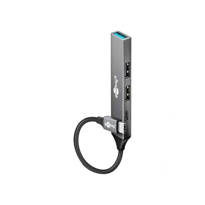 Immagine di goobay Hub USB 3.2 A 4 porte Slim/USB, multipresa USB, USB/Slim C 3 e 1 adattatore Multiport 3.0 / 5 Gbps Splitter 74459