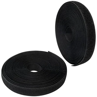 Immagine di Aerzetix C65868 Nastro/rotolo di scratch 16mm 5 metri auto aggrappante organizer/fermacavo striscia aggancio sacchetto indumento cinghia colore: nero in poliammide e poliestere
