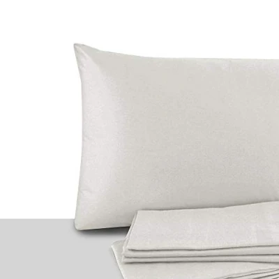 Immagine di Giovanni Dolcinotti Set 2 Federe Cuscino Letto Matrimoniale e Singolo 40x70 cm 100% Cotone Made in Italy Colore Perla