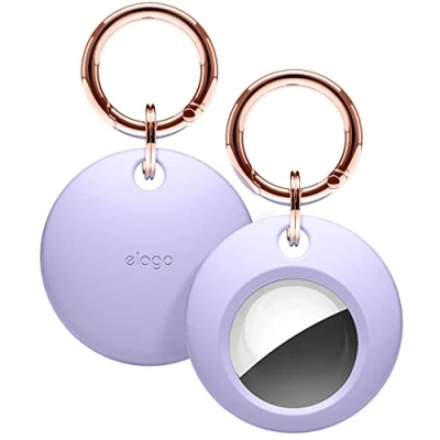 Immagine di elago Custodia in Silicone con Portachiavi Compatibile AirTags Protezione Completa, Incluso, Design Sottile e Semplice, Alimentare Premium, Antigraffio (Lavanda)