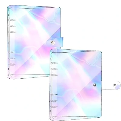 Immagine di Copertina per Raccoglitore A5 2 Pezzi Notebook in PVC Morbido Trasparente con 6 Cartelle Protettive Anelli Rotondi Impermeabili Quaderno Riutilizzabile, Colorata