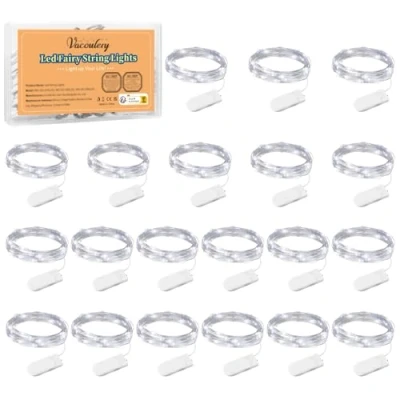 Immagine di Micro LED Luci Stringa, 20 Pezzi 1M Filo di Rame con 10 LEDs, Ghirlanda Luminosa Lucine, Catena Natale per Casa Interni e Esterni Feste Matrimonio Bottiglie Fai da te (Bianco freddo)