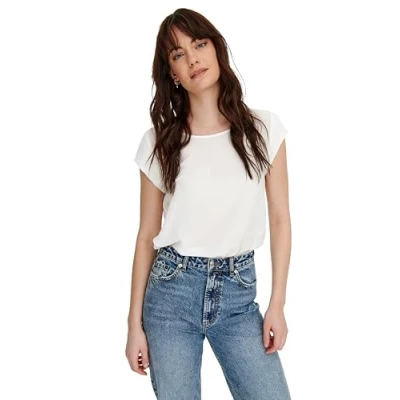 Immagine di ONLY Onlvic Solid Camicetta, Donna, Taglia: 40, Cloud dancer