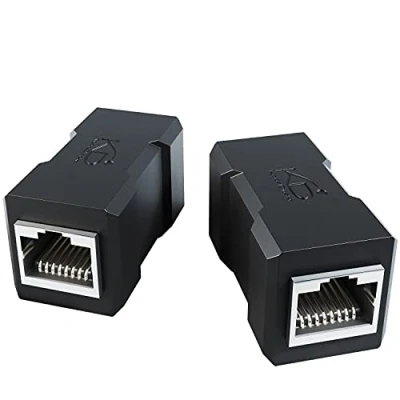 Immagine di KabelDirekt 2 accoppiatori LAN connettori di rete e Ethernet due prese RJ45, collega ed estende facilmente i cavi patch, CAT 6A per fino a 10 Gbit/s, nero