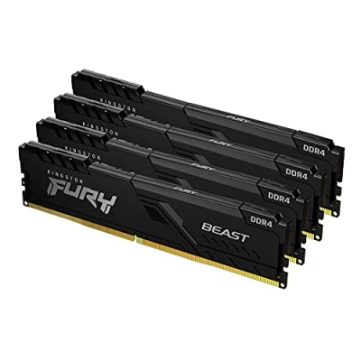 Immagine di Kingston FURY Beast 128GB (4x32GB) 3200MHz DDR4 CL16 Memoria Gaming Kit per Computer Fissi da 4 KF432C16BBK4/128