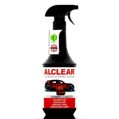 Immagine di ALCLEAR 721LP cura degli interni dell&#039;auto per la pelle liscia, perfetto anche i divani in pelle, detergente da 1.000 ml, applicazione con panno microfibra