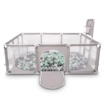 Immagine di Selonis Big Size Playground Recinto Per Bambini Con 200 Palline 6 Cm, Grigio: Grigio/Bianco/Menta