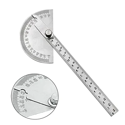Immagine di Goniometro 180 Gradi in Acciaio Inox, a Testa Tonda Regolabile Inossidabile, Studente, Falegname, Multifunzione Fai da te