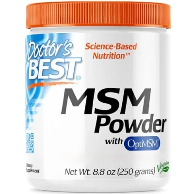 Immagine di Doctor&#039;s Best, MSM Powder (Polvere di MSM) with OptiMSM, 250g Polvere Vegana, Testata in Laboratorio, Senza Glutine e Soia, Integratore Vegetariano