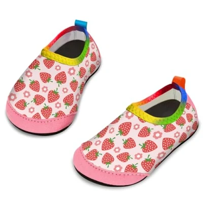 Immagine di Yorgou scarpe da acqua per ragazzi e ragazze, spiaggia bambini piccoli, calzini acquatici a piedi nudi antiscivolo piscina spiaggia, Strwaberry Rosa, 21/22 EU