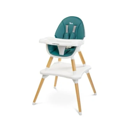 Immagine di CARETERO Tuva Seggiolone Design scandinavo da pranzo 6 mesi a 3 anni Carico massimo 15 kg o sedia 2in1 + tavolo Vassoio regolabile Verde Scuro