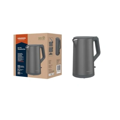 Immagine di Grundig WK 7340 Bollitore elettrico, potenza 2150 W, capacità 1,5 l, avvolgicavo, spegnimento automatico, elemento riscaldante nascosto in acciaio inox, Cool Touch con doppia parete, Dark Inox