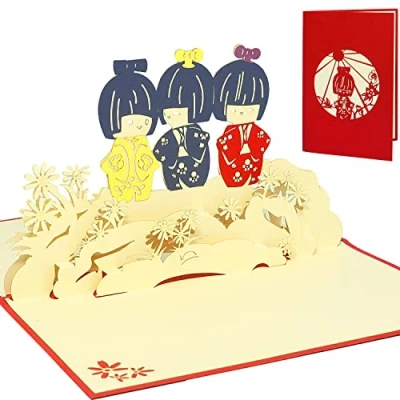 Immagine di LIN Pop Up 3D Biglietto d&#039;auguri, Donne giapponese (#128)
