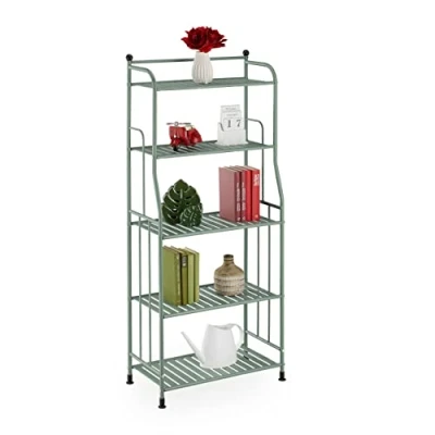 Immagine di Relaxdays Scaffale in Metallo, HxLxP: 133 x 56 28 cm, Mobiletto Cucina e Bagno, 5 Ripiani, Mensole Multiuso, Verde