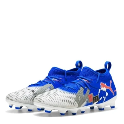Immagine di Puma Future 8 Match Forever Unisex Scarpe da calcetto con tacchetti per bambini, Taglia: 32, white/ultra blue/feather gray/glowing red