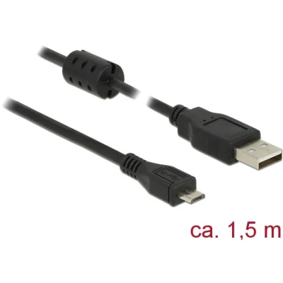 Immagine di Delock Cavo USB 2.0 Spina A, Micro B 1.50 m Nero con nucleo in ferrite 84902