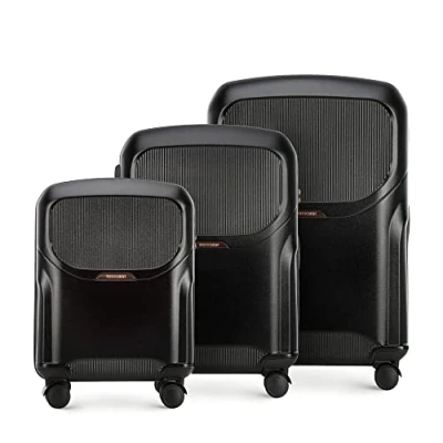 Immagine di WITTCHEN Lady 2 line Set di 3 Valigie (S+M+L) da viaggio moderne in policarbonato con 4 ruote piroettanti Lucchetto a combinazione TSA Manico telescopico Nero