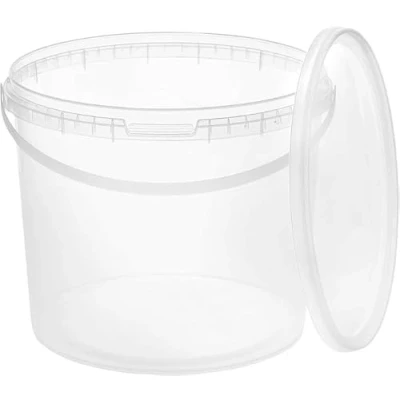 Immagine di BenBow secchio con coperchio 5l trasparente 10x 5 litri sicuro per gli alimenti, stabile, ermetico di plastica manico vuoto