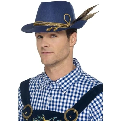 Immagine di Smiffys Cappello autentico fiesta, Blu, con piuma