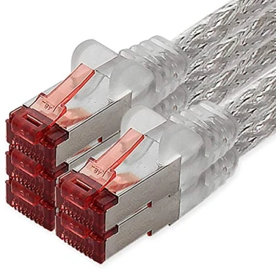 Immagine di freiwerk Cavo di rete Cat.6 1m trasparente 5 x Ethernet Lankabel Cat6 Lan Sftp Pimf Patchcable 1000 Mbit s compatibile con Cat5 Cat5e Cat6a Cat7 Cat8