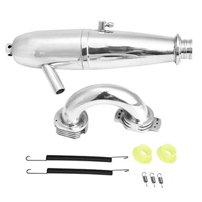 Immagine di Tubo di scarico per auto RC, doppio in lega alluminio HSP Redcat 1/8 RC Car / SH GO 21 28CXP Motore Modello aggiornamento Accessorio parte