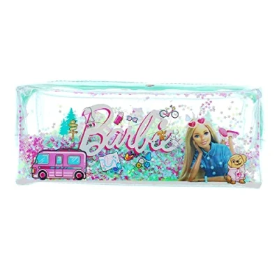 Immagine di astuccio per matite Barbie, la scuola, trasparente, regali cancelleria accessori ragazze, Multicolore, Paillettes