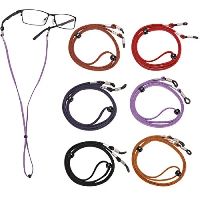 Immagine di LAOYE Laccio Occhiali Regolabile 6 Pezzi Catenine Cordini in Similpelle da 70 mm Cinturino Catena per Sole Lettura Tutti i Tipi di Donna Uomo e Bambino