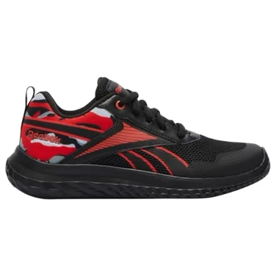Immagine di Reebok RUSH Runner 5 Unisex Scarpe da corsa su strada per bambini, Taglia: 27.5, Black/energy red/grey Tessuto / sintetico
