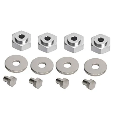 Immagine di Dilwe 4 Pezzi in Lega di Alluminio da 12 mm Trasformati Adattatore per con Guida Esagonale a Ruota 17 1/10 RC Automodellismo(Argento)