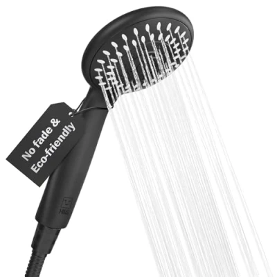 Immagine di H&amp;S Soffione Doccia Alta Pressione Doccino per Universale con 5 Modalità Doccetta Cromata Resistente ed Elegante Installazione Facile Nero
