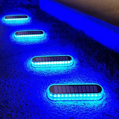 Immagine di Lacasa Luci Solari Esterno Terra, 4 Pezzi Lampade da Giardino Luce Blu 40LM Solare LED Esterno, Auto On/Off, IP68 Impermeabile per Sentieri Passo Vialetto Scale