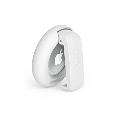 Immagine di Belkin Custodia con clip per AirTag Apple, guscio protettivo Secure Holder anello portachiavi, protezione antigraffio Air Tag Bianco