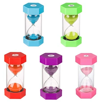 Immagine di Clessidra Bambini Timer Set clessidre Colorato Sabbia Orologio da Cucina Time Management Include 1 Minuto, 3, 5, 10, e 30 Minuti, 5 Pezzi…