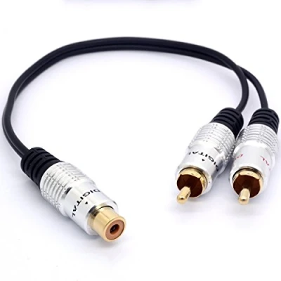 Immagine di Cavo splitter a Y RCA, da 1 terminale RCA femmina 2 terminali maschio, per amplificatore audio e subwoofer, 25 cm