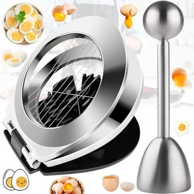 Immagine di 2 Pezzi Affettatrice per Uova Sode, Uova, Egg Cracker e Opener, Ottimo Preparare insalate Panini, Salse da Cucina, Pizza