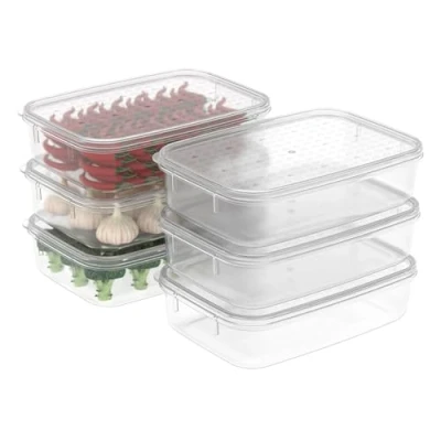 Immagine di Cetomo Confezione da 1,1 L* 6 Contenitori per Alimenti Conserva Freschi, Sicuro in Congelatore e Lavastoviglie Scatole Bento il Pranzo Impilabili