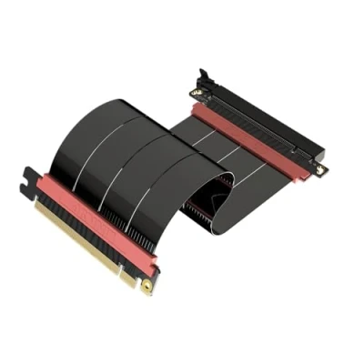Immagine di LINKUP AVA5 Cavo Riser PCIE 5.0 Pronto Futuro per Supporto GPU Verticale Gen 5 Velocità x16 128GB/s Compatibile con 4.0 &amp; WRX80/WRX90E Angolo dritto Nero 20cm