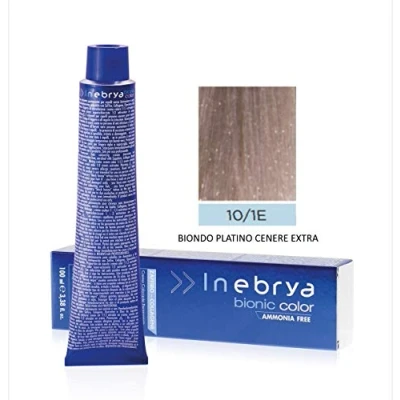 Immagine di Inebrya 10/1E Bionic Color, Crema colorante permanente professionale per capelli, 100 ml, Biondo Platino Cenere Extra, 1 pezzo