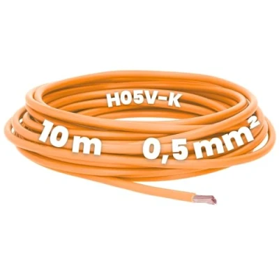Immagine di Kalitec 10 metri H05V K 0,5 mm² cavo di cablaggio arancione I flessibile singolo in PVC mm2 a filo