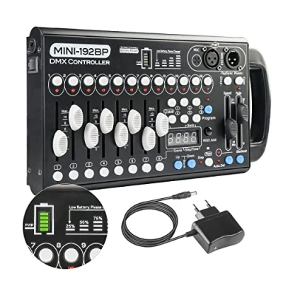 Immagine di Batteria Dmx Controller Centralina 192 Canali, Luci 512 Mixer Dmx512 Console per Luci, Stage Light Board dj da Palco con