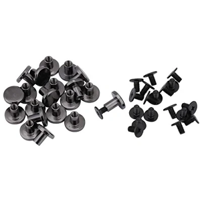 Immagine di 20 pezzi in ottone nero filettato testa piatta chiodo rivetti viti pelle fai da te decorazione del mestiere forniture(8mm)