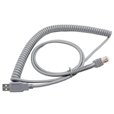 Immagine di CERRXIAN cavo USB per scanner di codici a barre con simbolo LS2208, prolunga spirale da RJ45, (lunghezza 3 m).