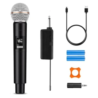 Immagine di HUACAM Singolo Karaoke Wireless Microfono Radio Ricaricabile Professionale Handheld Wireless, Party SystemDJ Singing Speech Chiesa, Partito, Matrimonio