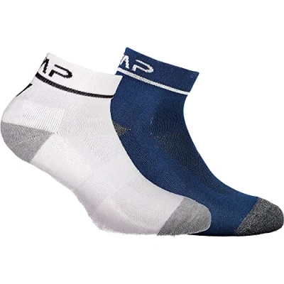 Immagine di CMP, Confezione doppia di calzini da corsa per bambini in cotone, Bianco B.Blue, 31/33