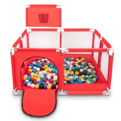 Immagine di Selonis Recinto Per Bambini Con 100 Palline Colorate 6 Cm, Rosso:Nero/Bianco/Blu/Rosso/Giallo/Turchese