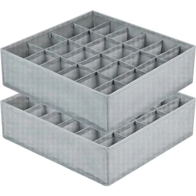Immagine di joyoldelf Organizer Cassetti, 2 pezzi Divisori per 24 Scompartimenti Armadio Biancheria Intima Calze, fazzoletti e Cravatte(grigio)